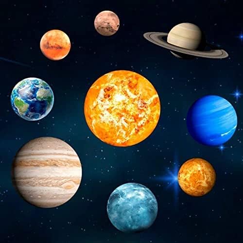 EXTSUD Glow in The Dark Planets, Bright Solar System Wall Stickers - Светещи Вентилатори Етикети за Детска Спалня или