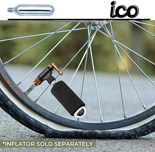 ICO 16g Резба на CO2 касети за всички емисии на CO2-инфлятора за велосипедни гуми с резба съединение - Бързо зареждане въздух за гумите на МТБ или шосейни велосипеди, 10 x