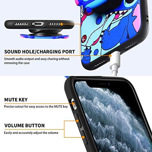 HikerClub Galaxy A20s Case - Stitch Phone Case 3D Cartoon Protective Cover Сладко Soft TPU Silicone Case with Phone Stand Holder and Removable Lanyard for Children (A20s)