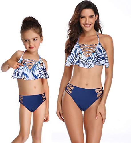 Mommy and Me Swimsuits Two Piece Bikini Swimsuit Family Matching Swimsuits High Waisted