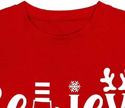 Коледни Ризи За Момчета и Момичета, Весела и Ярка Тениска Коледни Светлини Графични Тениски Празнични Върхове