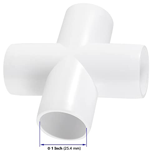 FAATCOI 20 Pack 1 Inch 4 Way PVC Elbow Fittings, Furniture Grade Tee PVC Fitting Connector, White Stereoscopic 5 Way Cross PVC Fitting for 1 inch PVC Pipe
