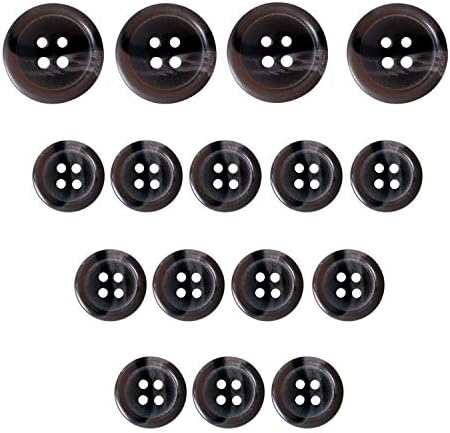 buttonMode Standard Suite Buttons 16pc Set Включва 4 бутона с размер 19 мм (3/4) за предната част на якето, 12 бутони