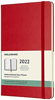 Moleskine Classic 12 Month 2022 Седмицата Planner, Твърда корица, Голям (5 x 8.25), Alaw-червен