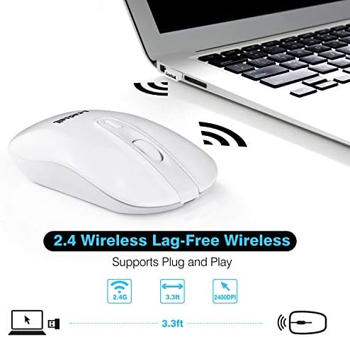 Безжична Компютърна Мишка LeadsaiL, Преносима Тънка USB-Мишка 2.4 G, Тиха Щелкающая Мишка За Лаптоп с Една Батерия AA