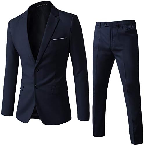 WEEN CHARM Мъжки костюми На Една пуговице Slim Fit Костюм от 2 части Яке Blazer Панталони Комплект