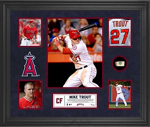 Майк Trout Los Angeles Angels of Anaheim Framed 5-Photo Collage with a Piece of Game-Used Ball - MLB Player Plaques and