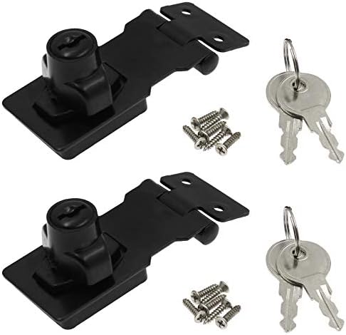 Kyuionty 2Pcs Keyed Hasp Locks 2.5 Inch Twist Knob Keyed Locking Hasp, Metal Safety Hasp Latches Keyed Different for Small