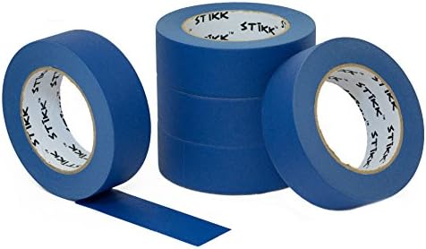 5 Pack 1.5 x 60 yd STIKK Blue Painters Tape 14 Day Clean Release Trim Edge Finishing Masking Tape (1.44 in 36MM)