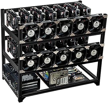 16 GPU All Aluminum Stackable Open Air Mining Multi Graphics Card Computer Full Tower Frame Stackable Rig Insulation Multi-Function