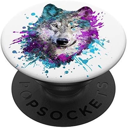 Акварел вълча глава цветна живопис вълци любовник подаръци PopSockets PopGrip: Замяна дръжка за телефони и таблети