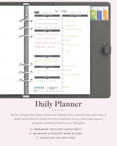A5 Биндер Organizer - Agenda 2022 daily planner (undated) / to do list & Business Planner for Women - ПУ Leather Journal