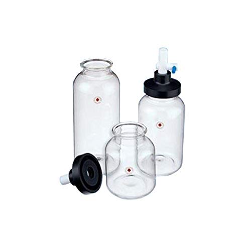 ACE Glass 7035-52 Freeze Dry Specialty Flask с защелкивающейся гумена капачка и 1/2 OD PTFE Клапанов свързващ адаптер колектор, Капацитет 900 мл, височина 199 мм, гърлото 53 мм ID, диаметър на кор