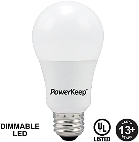 PowerKeep A19 LED Light Bulb (12 Pack) Efficient 9W / 60W Equivalent, Dimmable, 820 лумена (2700K Soft White)