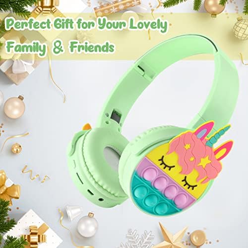 SAMONPOW Bluetooth Слушалки, над ухото, Pop Fidget Безжични Слушалки за Деца Момичета, Поддръжка на Bluetooth 5.1, намаляване