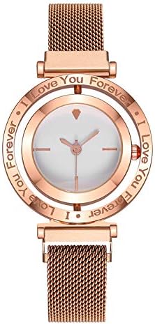 Обичам Те Завинаги - Дамски Кварцов Подарък Часовник С Въртящ се Циферблат Нови Бижута От Неръждаема Стомана, Каишка Часовник