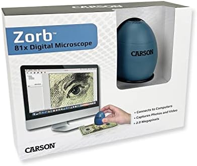 Дигитален компютърен микроскоп Carson zOrb USB с ефективно увеличаване на 81x (на базата на 32-инчов монитор), Surf Blue