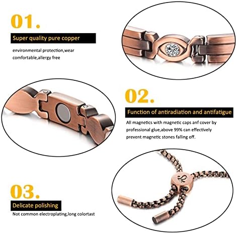 DULLET Модерен Мед Гривна за Жени с Магнитен Гривната Viking Healthy Bangles Sleep Aid Chain Линк 4in1 Energy Jewelry
