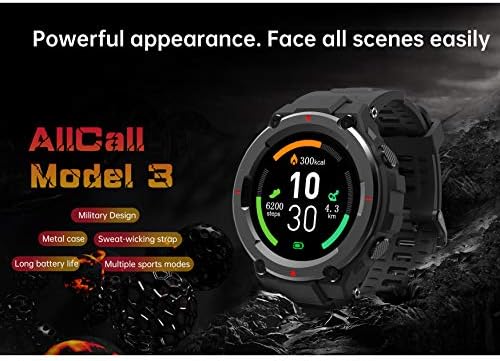 SUQIAOQIAO Allcall Model 3 Smart Watch Heart Rate and Sleep Monitoring, 1.28 Инчов HD TFT Color Touch Screen Bracelet 280mAh Battery Multi Sport Mode,Черен