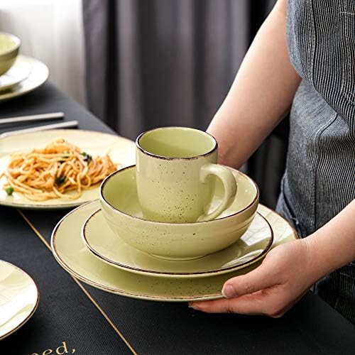 TJLSS 48 - Piece Stoneware Ceramic Dinnerware Set with Dinner Plate, Десерт Plate, 800ml Bowl, 380ml Mug Set