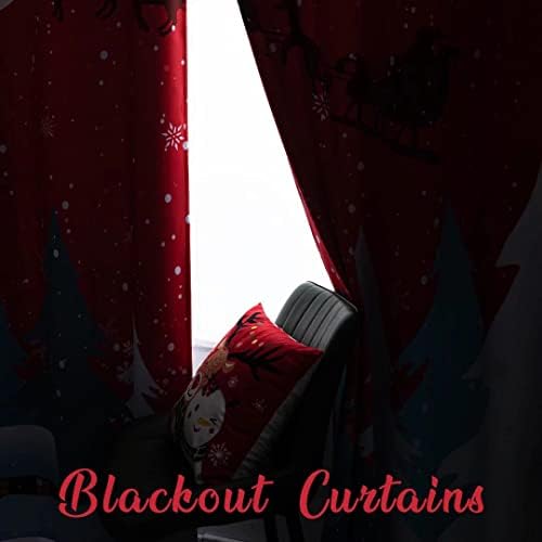 MikiUp Blackout Коледа Curtains for Living Room - Снежинки и Дърво Дизайнерски Коледен Завеса 95 См Дължина, Затъмняване