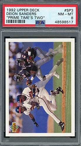 Deion Sanders 1992 Upper Deck Prime Times Two Baseball Card SP3 Graded PSA 8