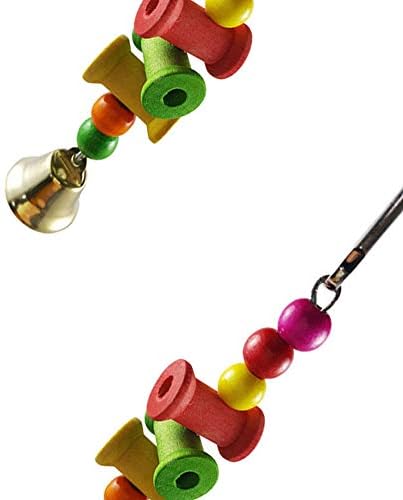 Aoile Colorful Blocks Bell Ivan Toy Hanging Pendant for Pet Parrot Cage
