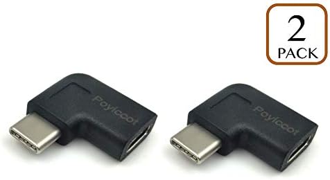 Poyiccot USB C Правоъгълен Адаптер, 90 Градуса USB Type C C Мъжки към Женски Адаптер, Десен и Ляв Ъгъл 90 Градуса USB-C