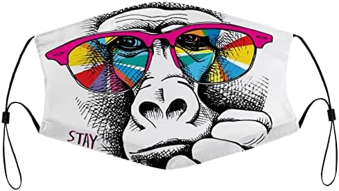 Маски за лице на Маймуна в Преливащи се Цветни Очила Множество Пылезащитная Маска за Възрастни Мъже Жени 1 БР.