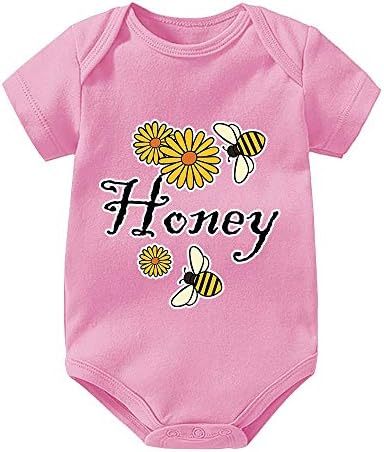 LittleHorn Honey Bees Baby Bodysuit Сладък Малък Гащеризон С Къс Ръкав Екипи Гащеризон