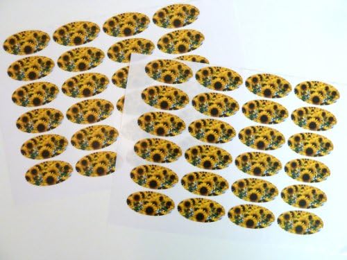 Minilabel Pack of 48 Sunflower морски Пехотинци , овални етикети 40X20mm Печат, етикети за опаковане на подарък, подаръци, пликове, торбички или картички