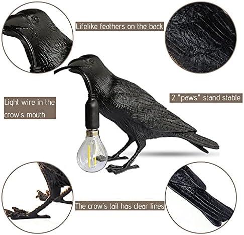 Настолна лампа Raven - Настолна лампа Crow - Реалистична Смола Raven Светлина, Птици Настолна Лампа за Прикроватной спалня