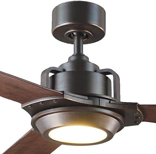 Osprey Indoor and Outdoor 3-Blade Smart Ceiling Fan 56in Oil Rubber Dark Bronze with Walnut 3000K LED Light Kit and Remote Control