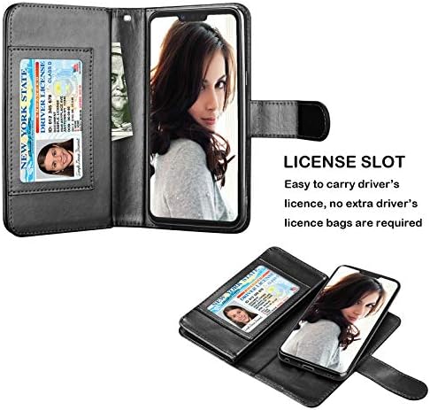 Njjex е Съвместим с LG G8 ThinQ Case/LG G8/ LG G8 ThinQ Портфейла Дело, [9 Слотове за карти] ПУ Leather ID Credit Holder Folio Flip Cover [Подвижни][Стойка] Магнитен калъф за телефон и каишка за китката [Че