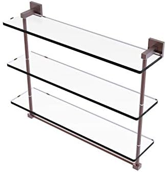 Allied Brass MT-5-22TB Montero Collection 22 Inch Triple Tiered Integrated Towel bar Стъклен Рафт, Античен Мед