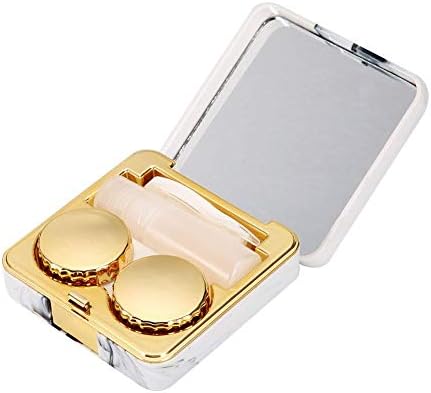 Калъф за контактни лещи Liyeehao, Модерен Дизайн Мраморна Повърхност Кутия за контактни лещи, за пътуване, за дома(златен)