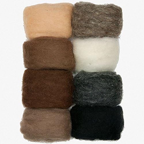 Размери Needlecrafts Natural Earth Тона Wool Roving for Needle Felting, 8 pack, 80g