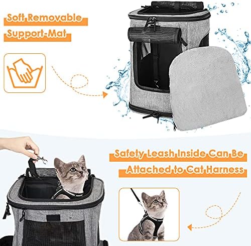 SlowTon Pet Carrier Backpack for Small Cat Dog, Back Supported Puppy Kitten Travel Carrier Bag with Escape Proof Zipper