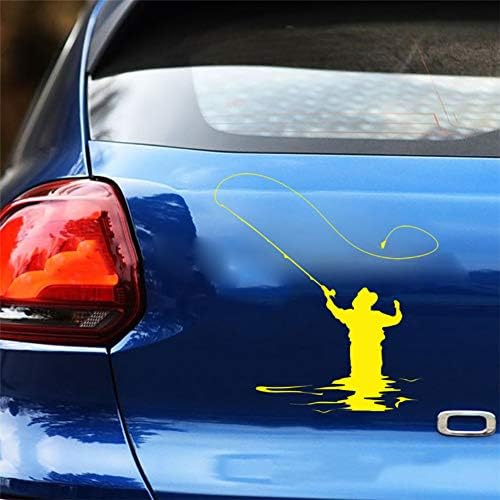 kaaka Fly Fishing - Car Sticker - Cartoon Style Personal & Смешни Pattern for Fishing Любовник - 4.69 x 5.20 Auto Vehicle Exterior Additional Decoration Decal Аксесоар Black