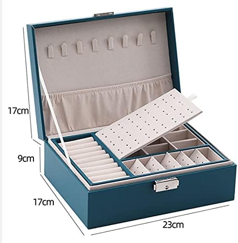 Ковчег За Бижута, Кожена Дисплей за Съхранение на Бижута Преносим Стил Многофункционален Опаковъчна Кутия с Чекмедже Жени