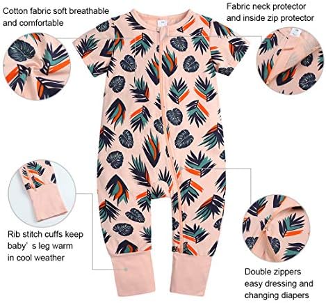 ZFTTZYMX Baby Момичета и Момчета 1Piece Short Sleeve Zipper Гащеризон Baby Cotton Onesies Graphic Pajamas