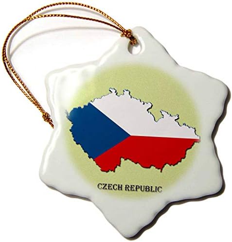 3dRose Sandy Mertens Flags of The World - Флаг на Чешката Република на картата - Орнаменти (ORN_210438_1)