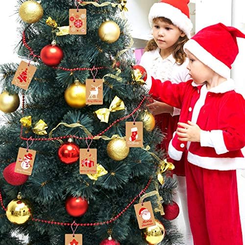 MIAHART 80 бр Коледни Подаръци Тагове Крафт Хартиени Етикети Опаковката на Етикета, и с Висящ на Въжето, 8 Стилове на