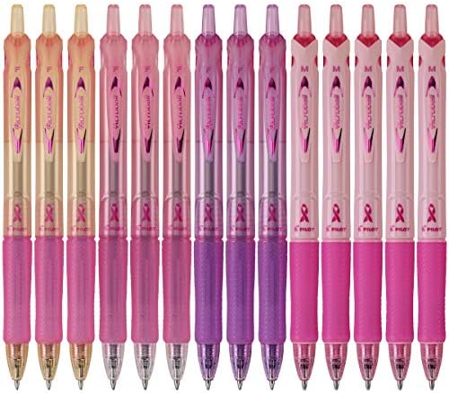 Pilot Acroball for a Cure Breast Cancer Awareness Advanced Ink Retractable Ball Point Pens, Fine Pt, Black Ink, Assorted