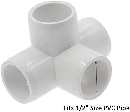 Zorfeter 4 Way 1/2 Inch Tee PVC Fitting Elbow PVC Corner Fitting Build Heavy Duty PVC Furniture Grade for 1/2 Inch PVC