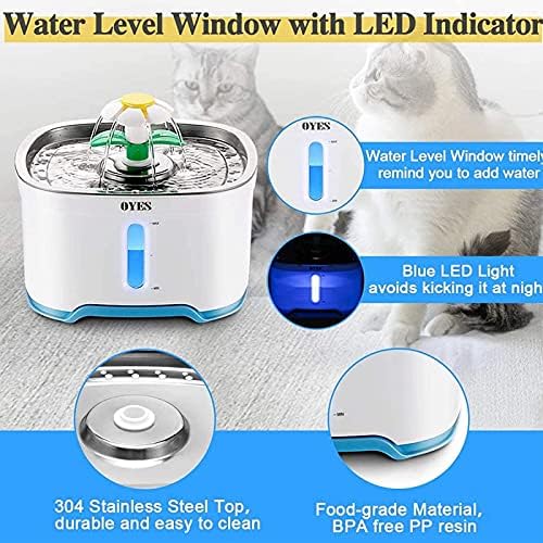 EBWLI Пет Water Dispensers, Cat Water Fountain Пет Drinking Fountain 2.5 L Automatic Water Dispenser for Cats and Dogs