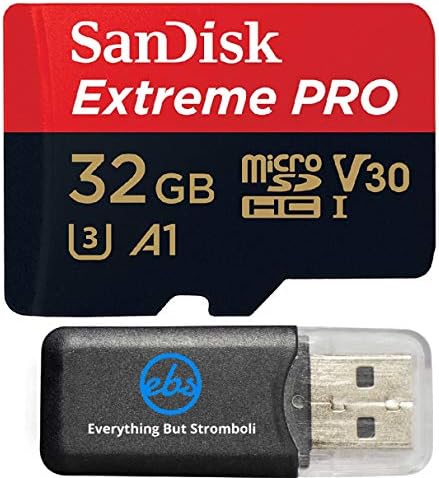 32GB Sandisk Extreme Pro 4K Карта памет работи с Gopro Hero 6, Fusion, Hero 5, Karma Drone, Hero 4, Session, Hero 3, 3+, Hero + Black - UHS-1 V30 32G Micro SDHC w/ Everything But Стромболи Reader