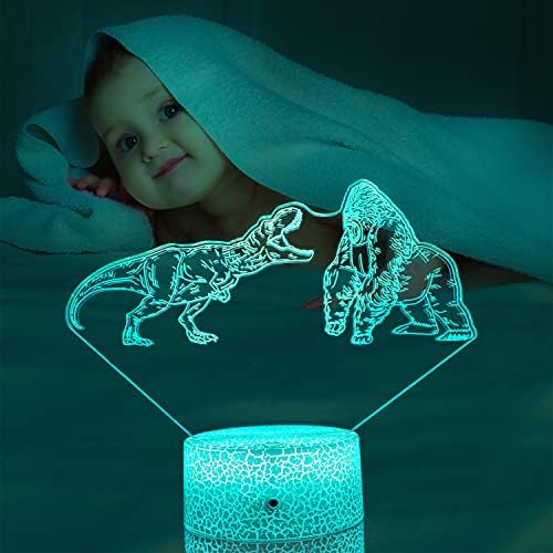 Динозавър 3D лека нощ за Детски Стаи Led Интериор Лампа с Дистанционно Управление и Smart Touch 7 Цвята + 16 Цвята Промяна