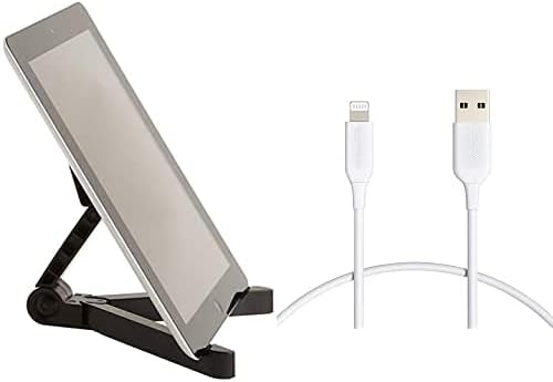 Basics Adjustable Tablet Stand Holder - Съвместимост с планшетами iPad, Samsung Galaxy и Kindle Fire & ABS USB-A to Светкавица