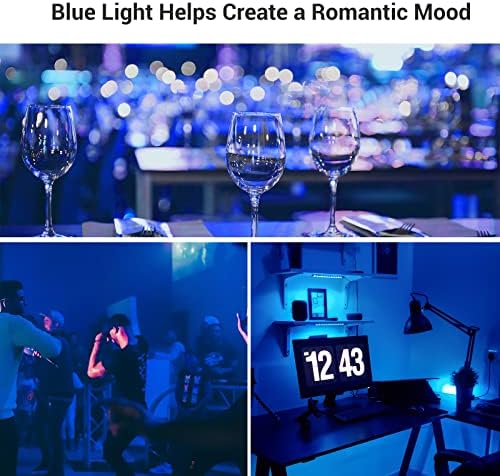 EDISHINE 4-Pack Blue Light Bulb, A19 LED led Light Bulb 60W Equivalent, E26 Medium Base, 9W, Outdoor сини Светлини for